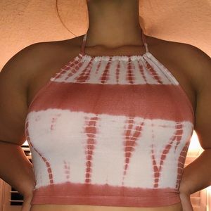 TYE DYE CROPPED HALTER TOP
